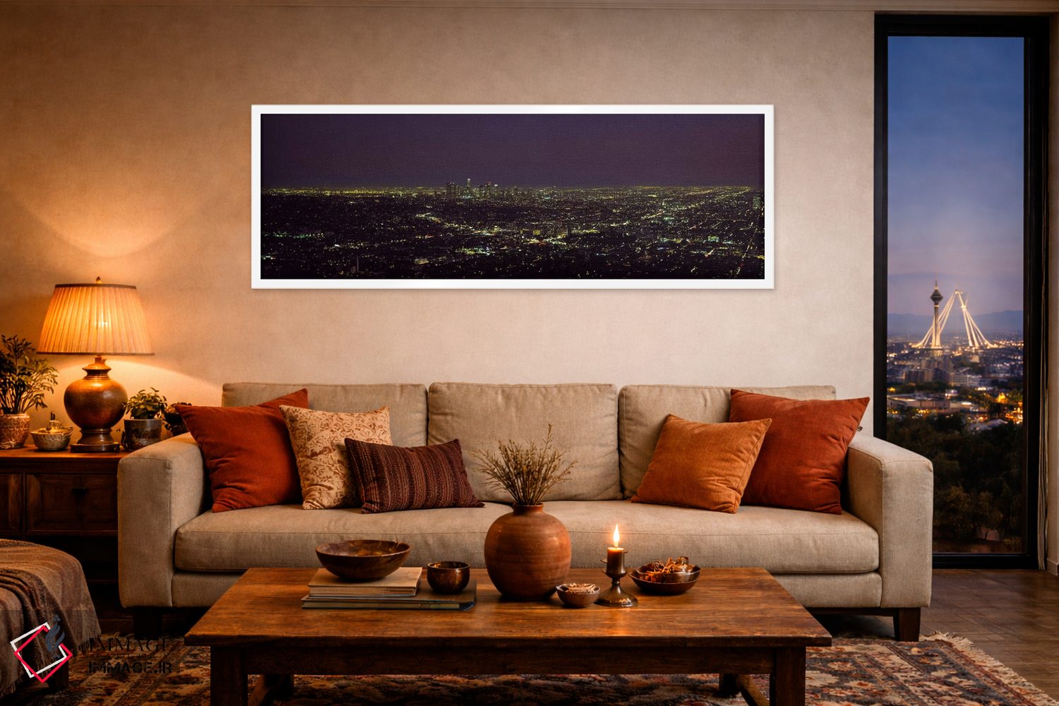 تابلو دکوراتیو Los Angeles, California, USA,نمای زاویه بالا از منظره ش… اثر پانورامیک ایمجز - D4W