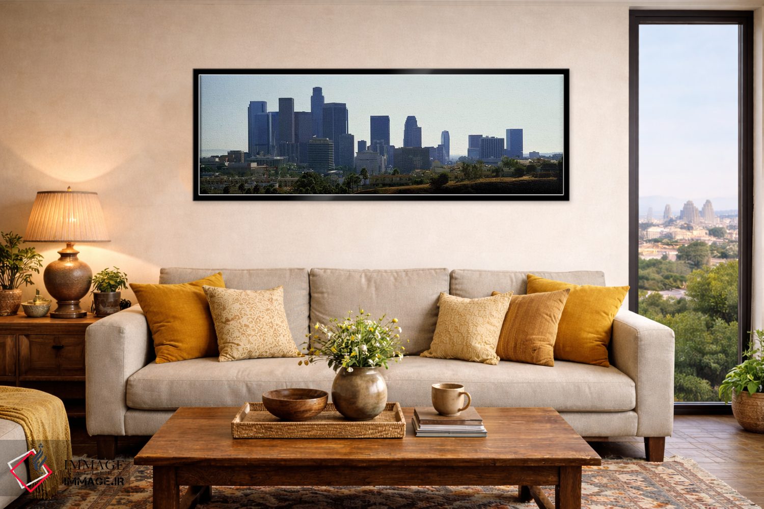 تابلو دکوراتیو Los Angeles, California, USA 2009,آسمان خراش ها در شهر… اثر پانورامیک ایمجز - D6B