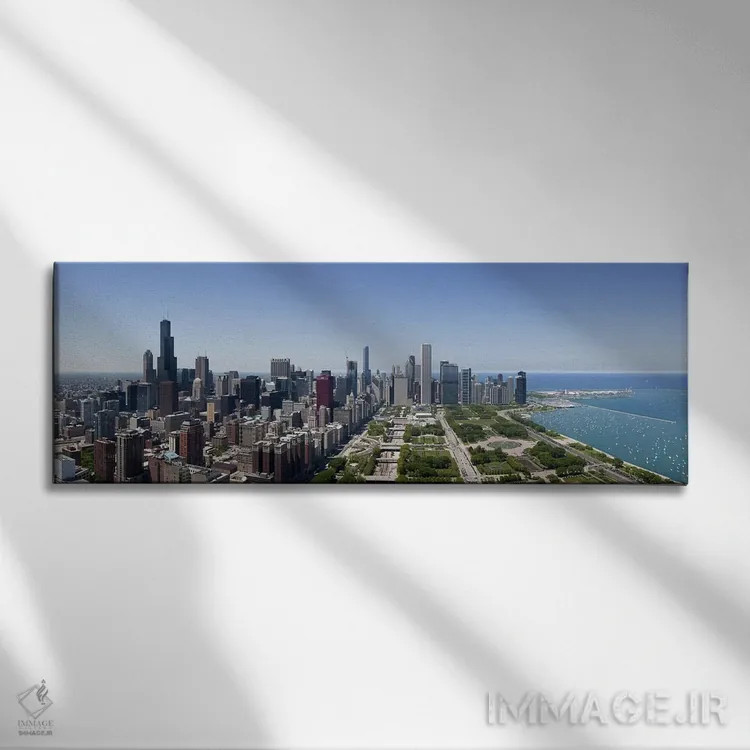 تابلو دکوراتیو Chicago, Lake Michigan, Cook County, Illinois 2009,منظر… اثر پانورامیک ایمجز - نمای روبهرو روی دیوار