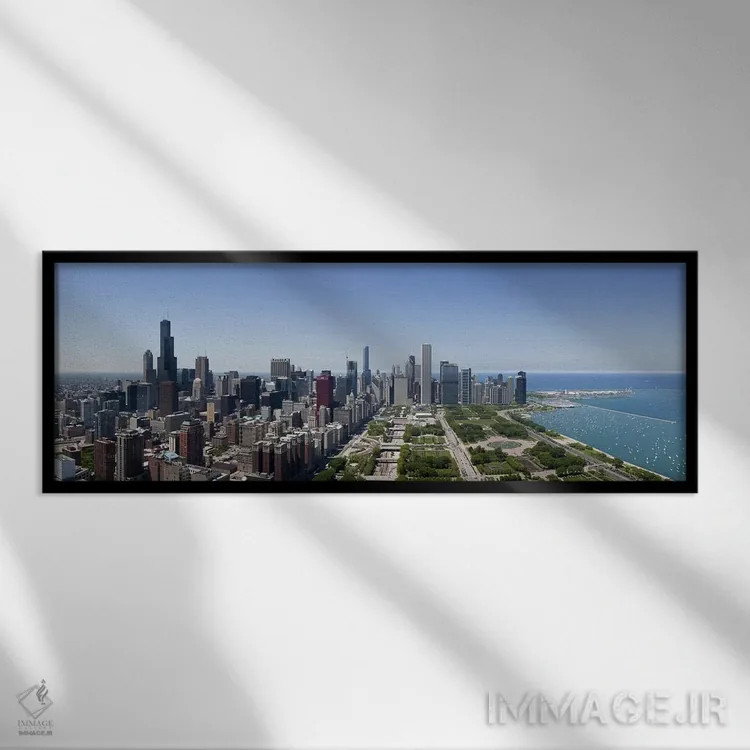 تابلو دکوراتیو Chicago, Lake Michigan, Cook County, Illinois 2009,منظر… اثر پانورامیک ایمجز - نمای قابدار مشکی