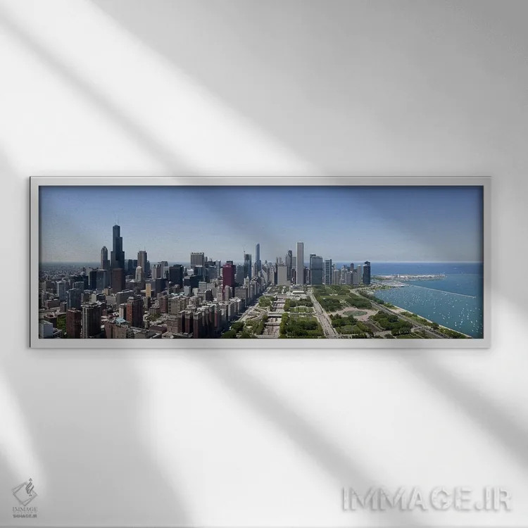 تابلو دکوراتیو Chicago, Lake Michigan, Cook County, Illinois 2009,منظر… اثر پانورامیک ایمجز - نمای قابدار سفید