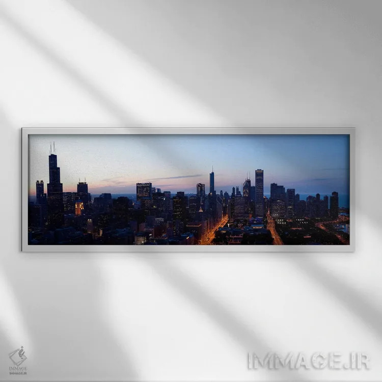تابلو دکوراتیو Chicago, Cook County, Illinois, USA 2009,نمای زاویه بال… اثر پانورامیک ایمجز - نمای قابدار سفید