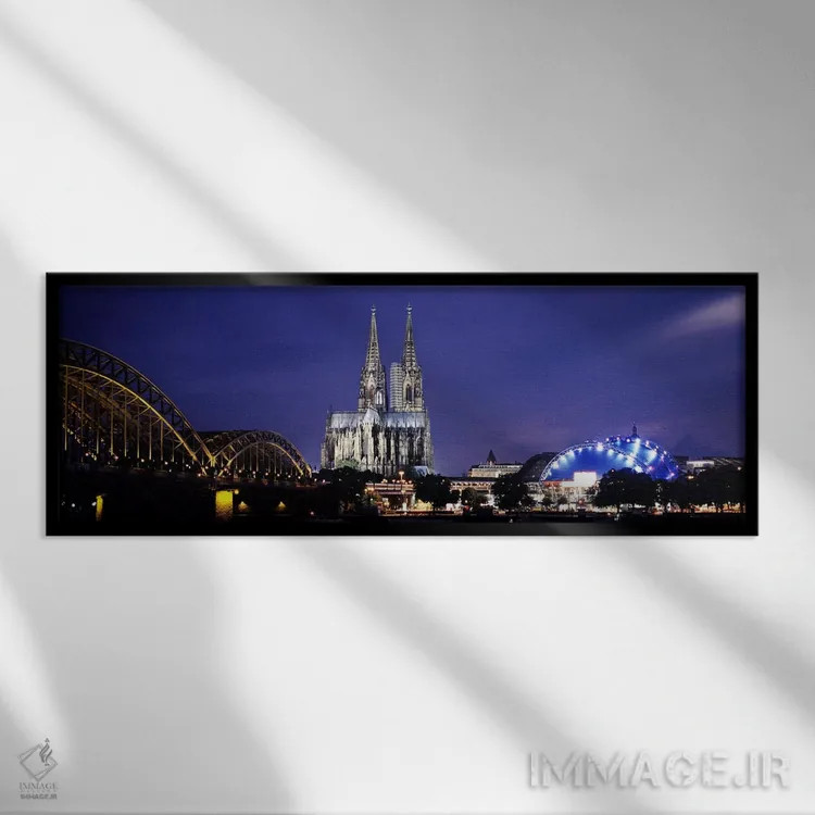 تابلو دکوراتیو Cologne Cathedral, Hohenzollern Bridge, Rhine River, Co… اثر پانورامیک ایمجز - نمای قابدار مشکی