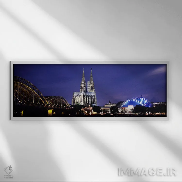 تابلو دکوراتیو Cologne Cathedral, Hohenzollern Bridge, Rhine River, Co… اثر پانورامیک ایمجز - نمای قابدار سفید