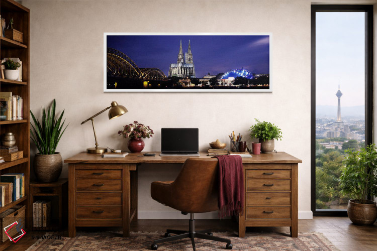 تابلو دکوراتیو Cologne Cathedral, Hohenzollern Bridge, Rhine River, Co… اثر پانورامیک ایمجز - D1W