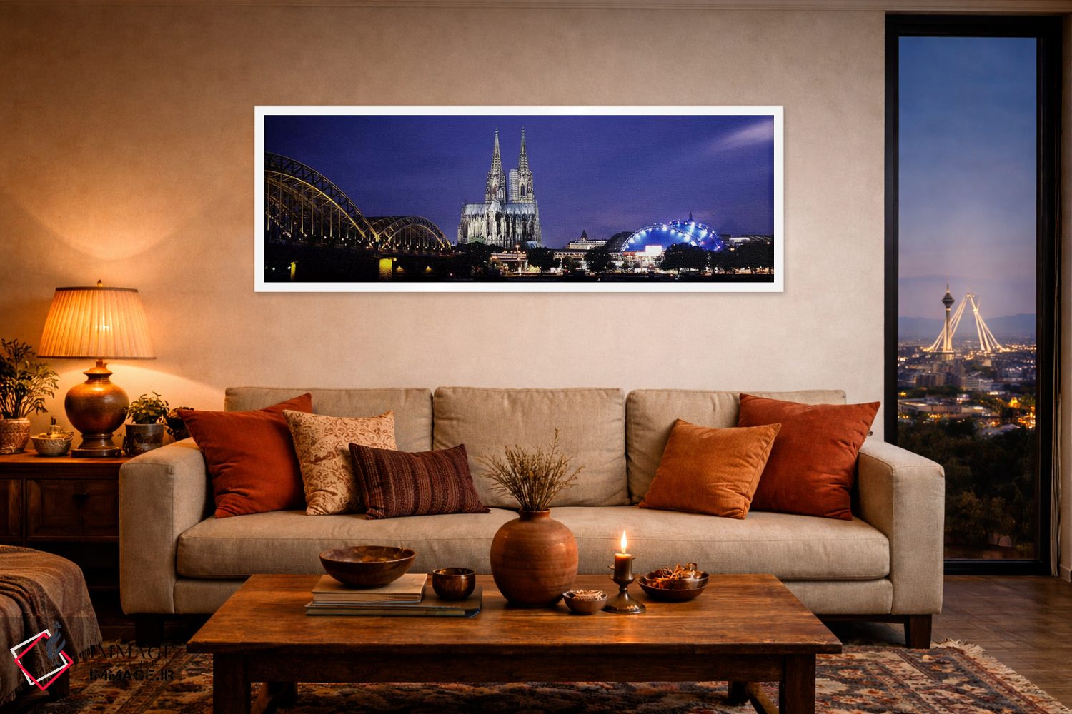 تابلو دکوراتیو Cologne Cathedral, Hohenzollern Bridge, Rhine River, Co… اثر پانورامیک ایمجز - D4W