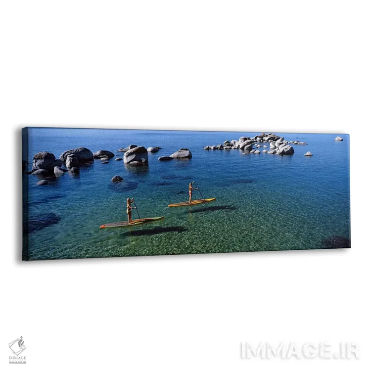 تابلو دکوراتیو Lake Tahoe, California, USA,دو زن در حال پارو زدن روی ب… اثر پانورامیک ایمجز - نمای پرسپکتیو محصول