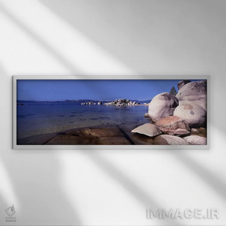 تابلو دکوراتیو Lake Tahoe, California, USA,تخته سنگ ها در ساحل، دریاچه… اثر پانورامیک ایمجز - نمای قابدار سفید