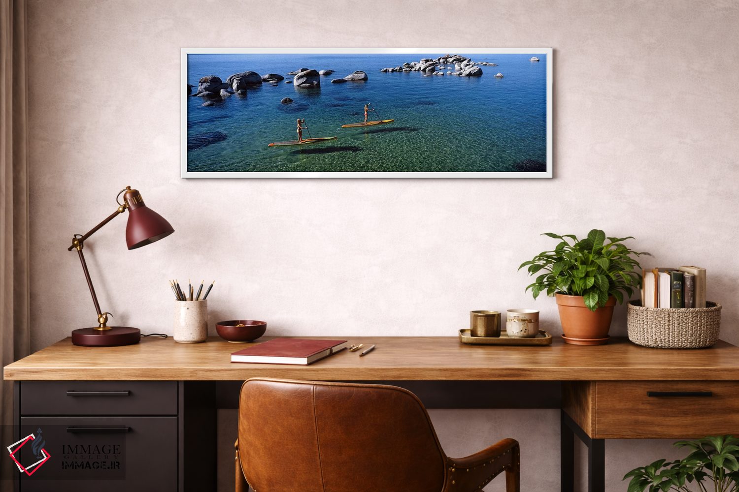 تابلو دکوراتیو Lake Tahoe, California, USA,دو زن در حال پارو زدن روی ب… اثر پانورامیک ایمجز - D5W