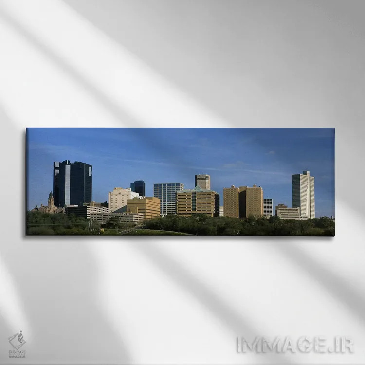 تابلو دکوراتیو Fort Worth, Texas, USA #2,ساختمان ها در شهر، فورت وورث… اثر پانورامیک ایمجز - نمای روبهرو روی دیوار
