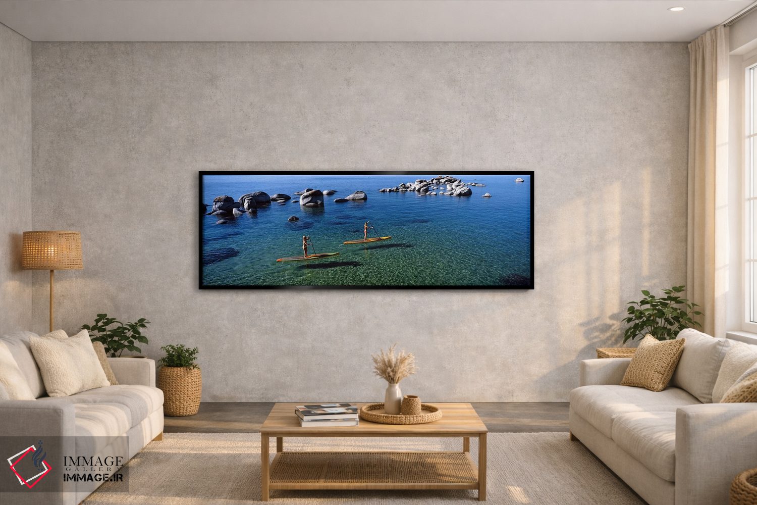 تابلو دکوراتیو Lake Tahoe, California, USA,دو زن در حال پارو زدن روی ب… اثر پانورامیک ایمجز - D6B