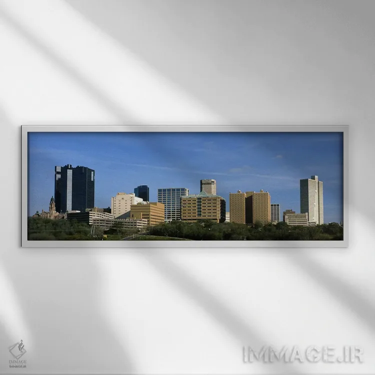 تابلو دکوراتیو Fort Worth, Texas, USA #2,ساختمان ها در شهر، فورت وورث… اثر پانورامیک ایمجز - نمای قابدار سفید