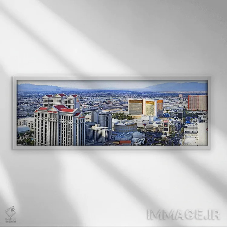 تابلو دکوراتیو Las Vegas, Clark County, Nevada, USA,نوار لاس وگاس، شهر… اثر پانورامیک ایمجز - نمای قابدار سفید