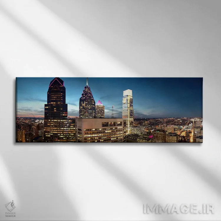 تابلو دکوراتیو Philadelphia, Pennsylvania, USA #7,آسمان خراش ها در شهر… اثر پانورامیک ایمجز - نمای روبهرو روی دیوار