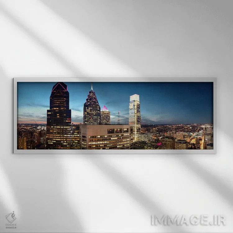 تابلو دکوراتیو Philadelphia, Pennsylvania, USA #7,آسمان خراش ها در شهر… اثر پانورامیک ایمجز - نمای قابدار سفید