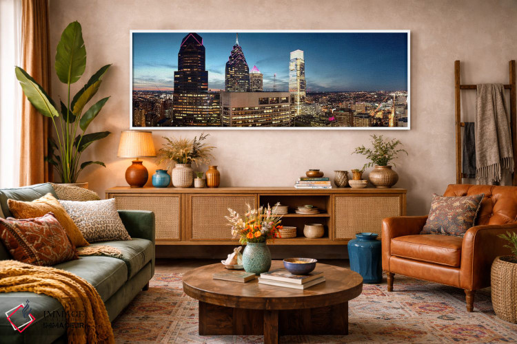 تابلو دکوراتیو Philadelphia, Pennsylvania, USA #7,آسمان خراش ها در شهر… اثر پانورامیک ایمجز - D2W