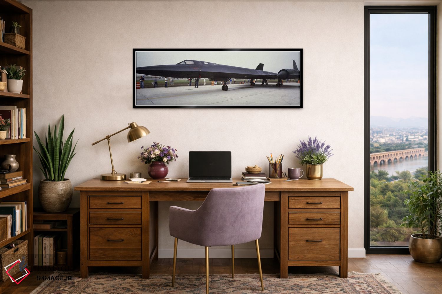 تابلو دکوراتیو هواپیمای لاکهید اس آر-۷۱ بلک برد روی باند فرودگاه اثر پانورامیک ایمجز - D2B