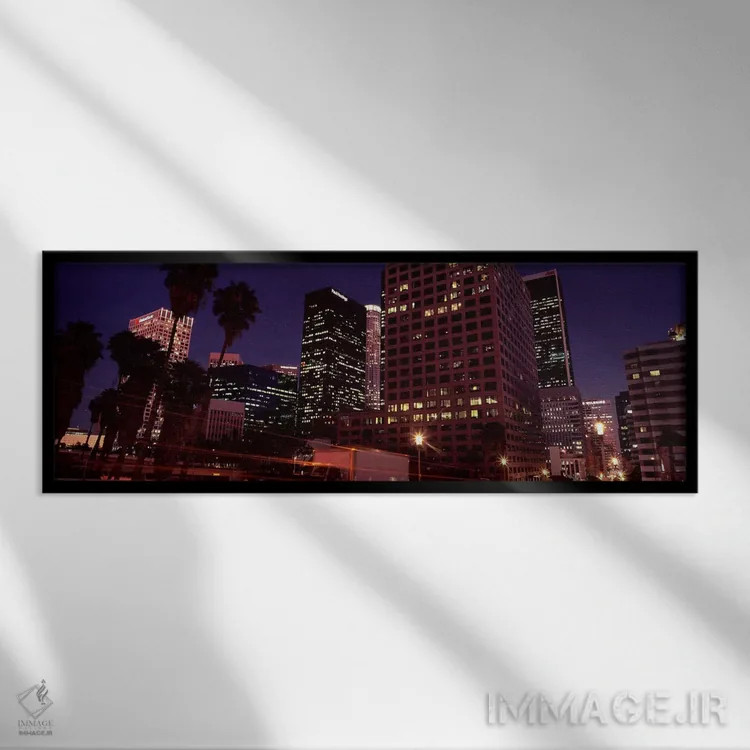 تابلو دکوراتیو City of Los Angeles, California, USA,ساختمان های روشن د… اثر پانورامیک ایمجز - نمای قابدار مشکی
