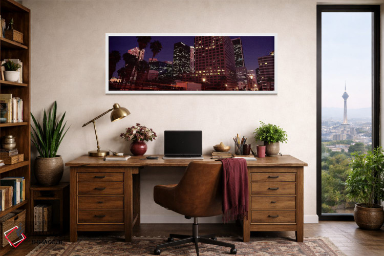 تابلو دکوراتیو City of Los Angeles, California, USA,ساختمان های روشن د… اثر پانورامیک ایمجز - D1W