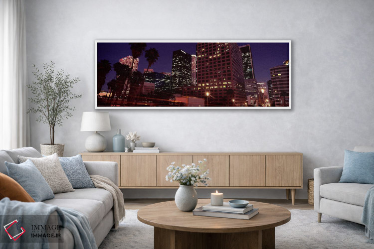 تابلو دکوراتیو City of Los Angeles, California, USA,ساختمان های روشن د… اثر پانورامیک ایمجز - D3W