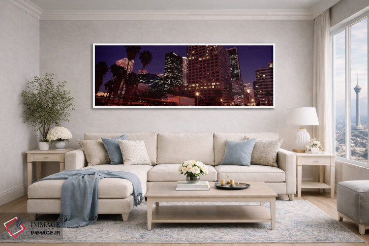 تابلو دکوراتیو City of Los Angeles, California, USA,ساختمان های روشن د… اثر پانورامیک ایمجز - D4W
