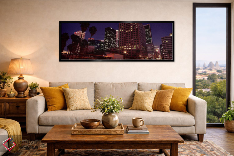 تابلو دکوراتیو City of Los Angeles, California, USA,ساختمان های روشن د… اثر پانورامیک ایمجز - D6B
