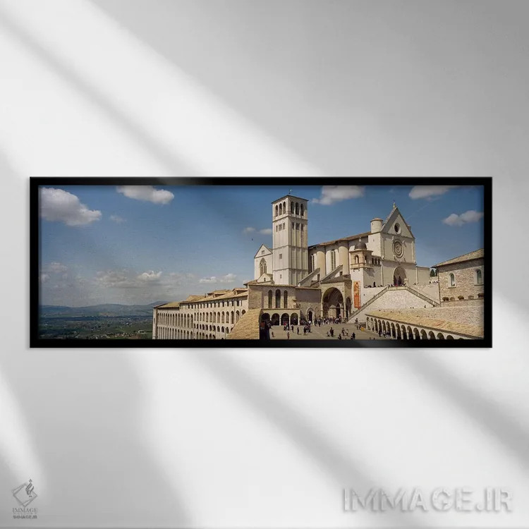 تابلو دکوراتیو Basilica of San Francisco, Assisi, Perugia Province, Um… اثر پانورامیک ایمجز - نمای قابدار مشکی