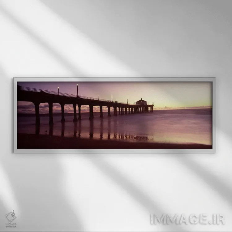 تابلو دکوراتیو Manhattan Beach Pier, Manhattan Beach, Los Angeles Coun… اثر پانورامیک ایمجز - نمای قابدار سفید