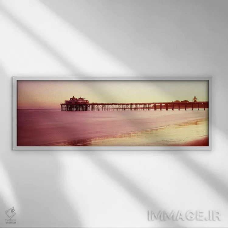 تابلو دکوراتیو Malibu Pier, Malibu, Los Angeles County, California, US… اثر پانورامیک ایمجز - نمای قابدار سفید
