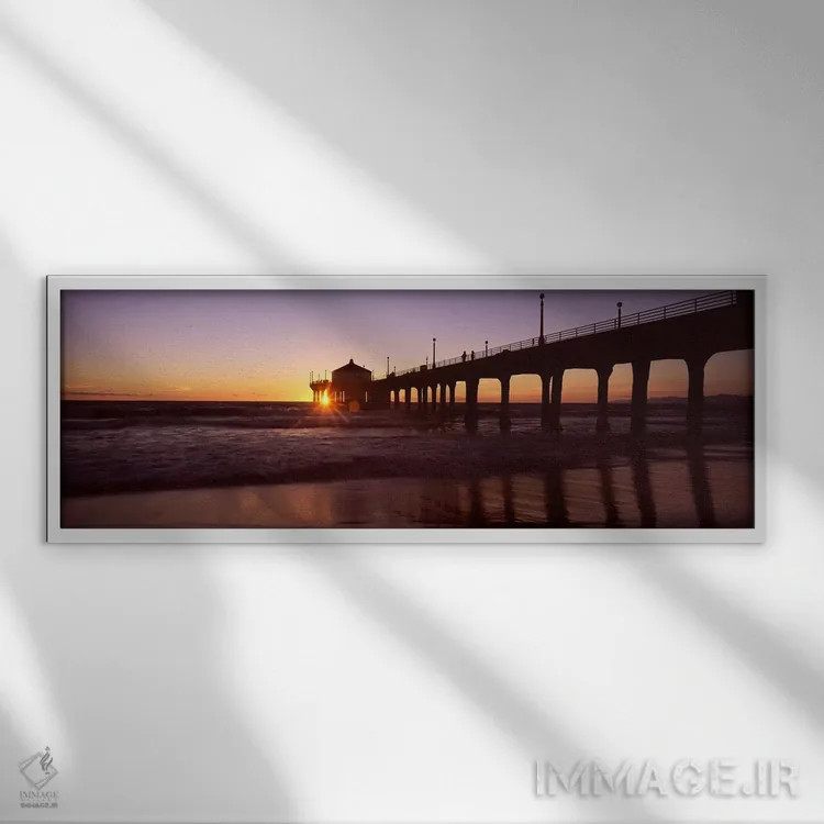 تابلو دکوراتیو Manhattan Beach Pier, Manhattan Beach, Los Angeles Coun… اثر پانورامیک ایمجز - نمای قابدار سفید