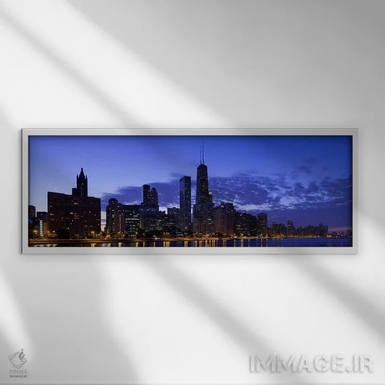 تابلو دکوراتیو Lake Michigan, Chicago, Cook County, Illinois, USA 2010… اثر پانورامیک ایمجز - نمای قابدار سفید
