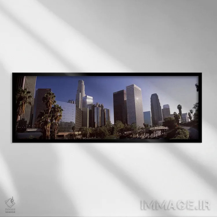 تابلو دکوراتیو Los Angeles County, California, USA,آسمان خراش های شهری… اثر پانورامیک ایمجز - نمای قابدار مشکی