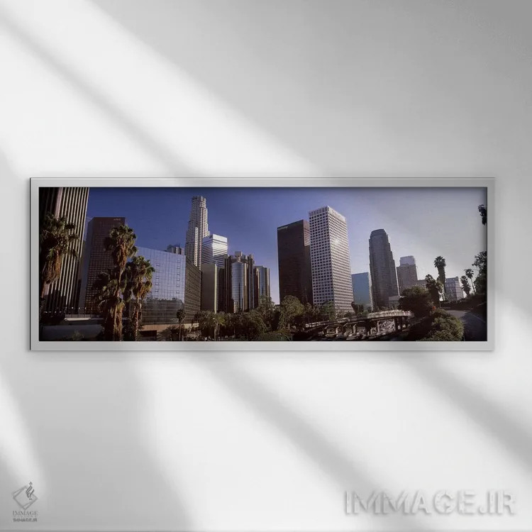 تابلو دکوراتیو Los Angeles County, California, USA,آسمان خراش های شهری… اثر پانورامیک ایمجز - نمای قابدار سفید