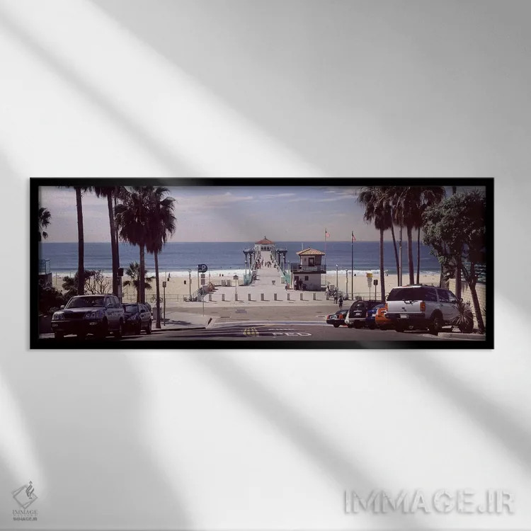تابلو دکوراتیو Manhattan Beach Pier, Manhattan Beach, Los Angeles Coun… اثر پانورامیک ایمجز - نمای قابدار مشکی