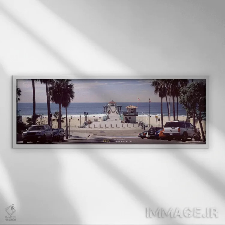تابلو دکوراتیو Manhattan Beach Pier, Manhattan Beach, Los Angeles Coun… اثر پانورامیک ایمجز - نمای قابدار سفید