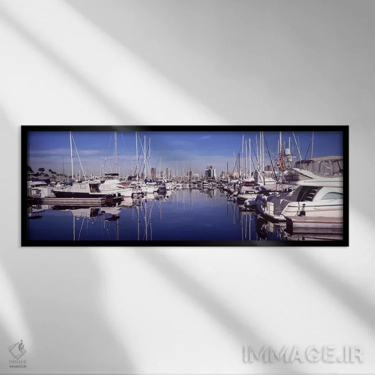تابلو دکوراتیو Long Beach, Los Angeles County, California, USA,قایق ها… اثر پانورامیک ایمجز - نمای قابدار مشکی