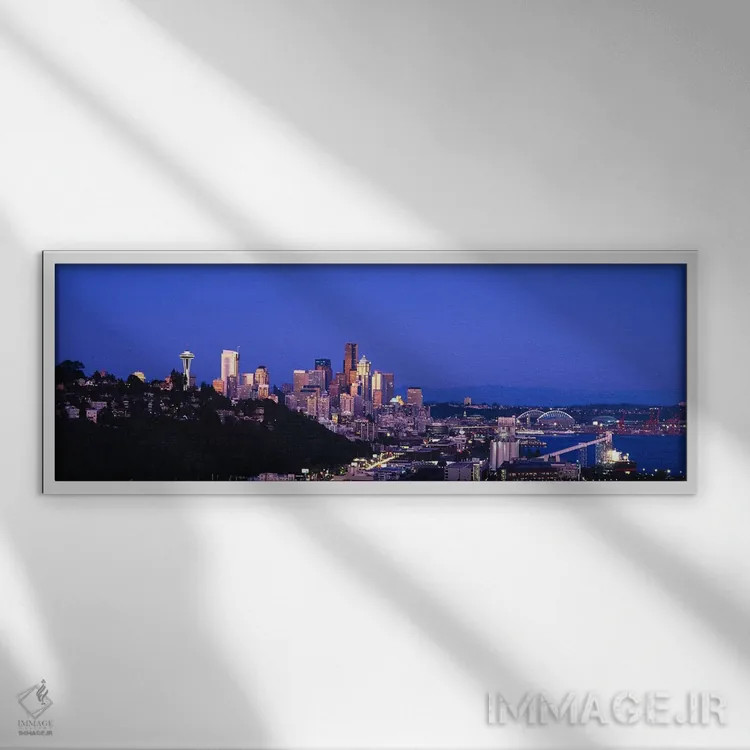 تابلو دکوراتیو Elliott Bay, Seattle, Washington State, USA 2010,ساختما… اثر پانورامیک ایمجز - نمای قابدار سفید