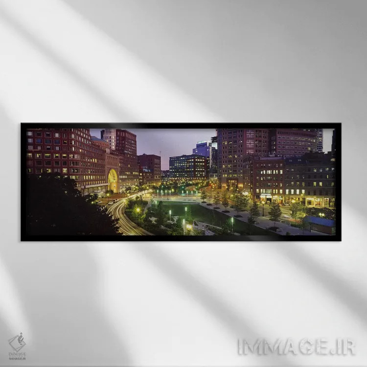 تابلو دکوراتیو Atlantic Avenue, Wharf District, Boston, Suffolk County… اثر پانورامیک ایمجز - نمای قابدار مشکی