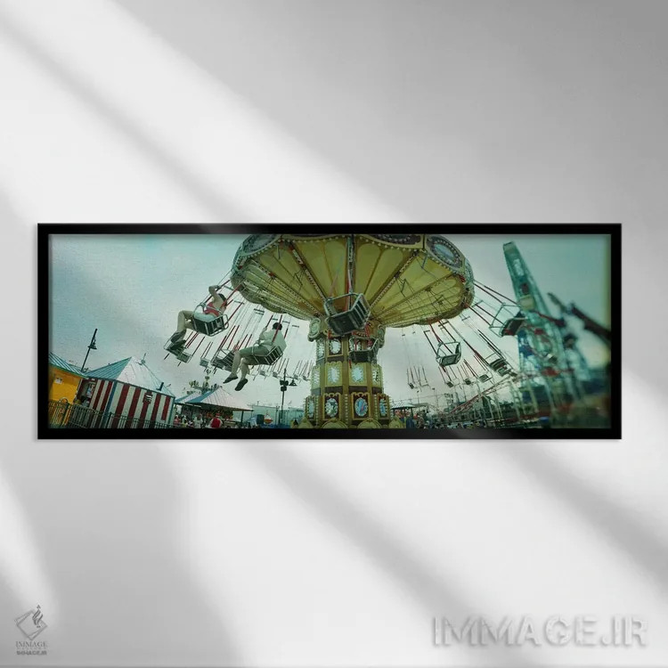 تابلو دکوراتیو Lynn's Trapeze, Luna Park, Coney Island, Brooklyn, New… اثر پانورامیک ایمجز - نمای قابدار مشکی