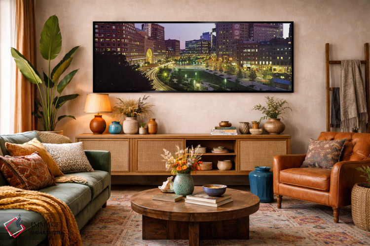 تابلو دکوراتیو Atlantic Avenue, Wharf District, Boston, Suffolk County… اثر پانورامیک ایمجز - D3B