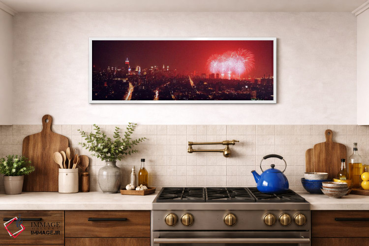 تابلو دکوراتیو New York City, New York State, USA,آتش بازی در شب بر فر… اثر پانورامیک ایمجز - D1W