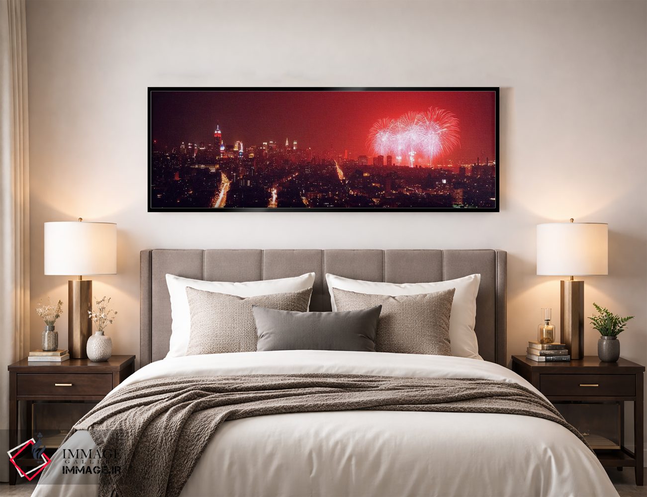 تابلو دکوراتیو New York City, New York State, USA,آتش بازی در شب بر فر… اثر پانورامیک ایمجز - D3B