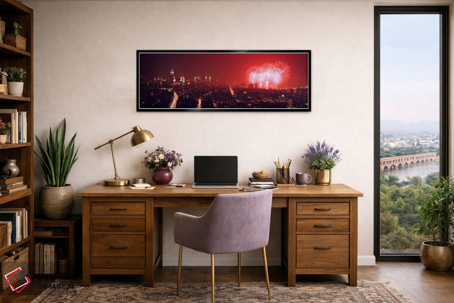 تابلو دکوراتیو New York City, New York State, USA,آتش بازی در شب بر فر… اثر پانورامیک ایمجز - D2B