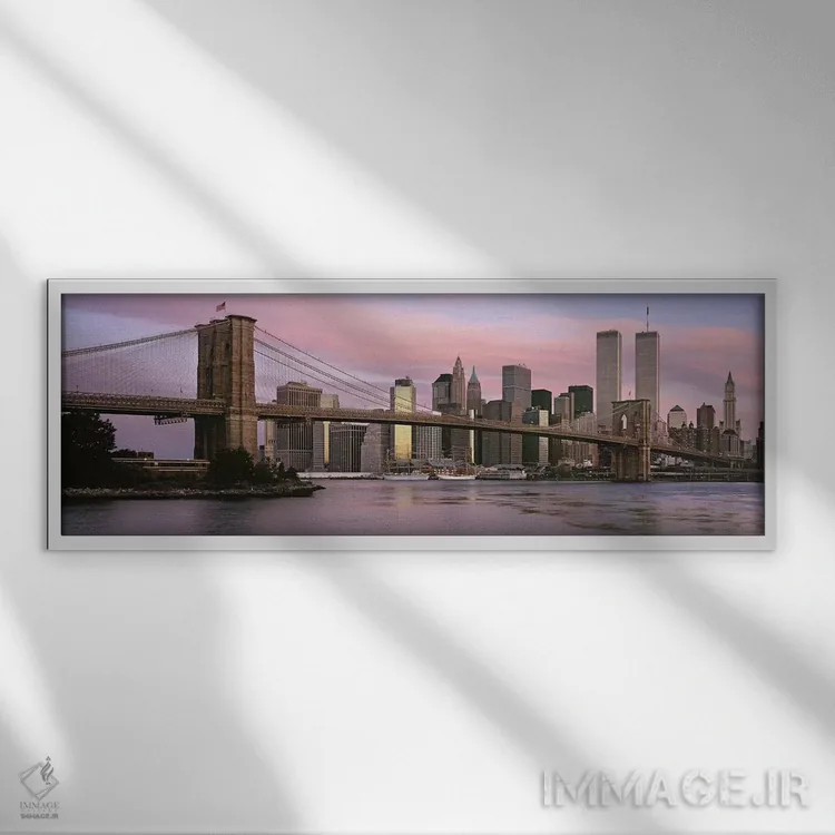 تابلو دکوراتیو Brooklyn Bridge, Manhattan, New York City, New York Sta… اثر پانورامیک ایمجز - نمای قابدار سفید