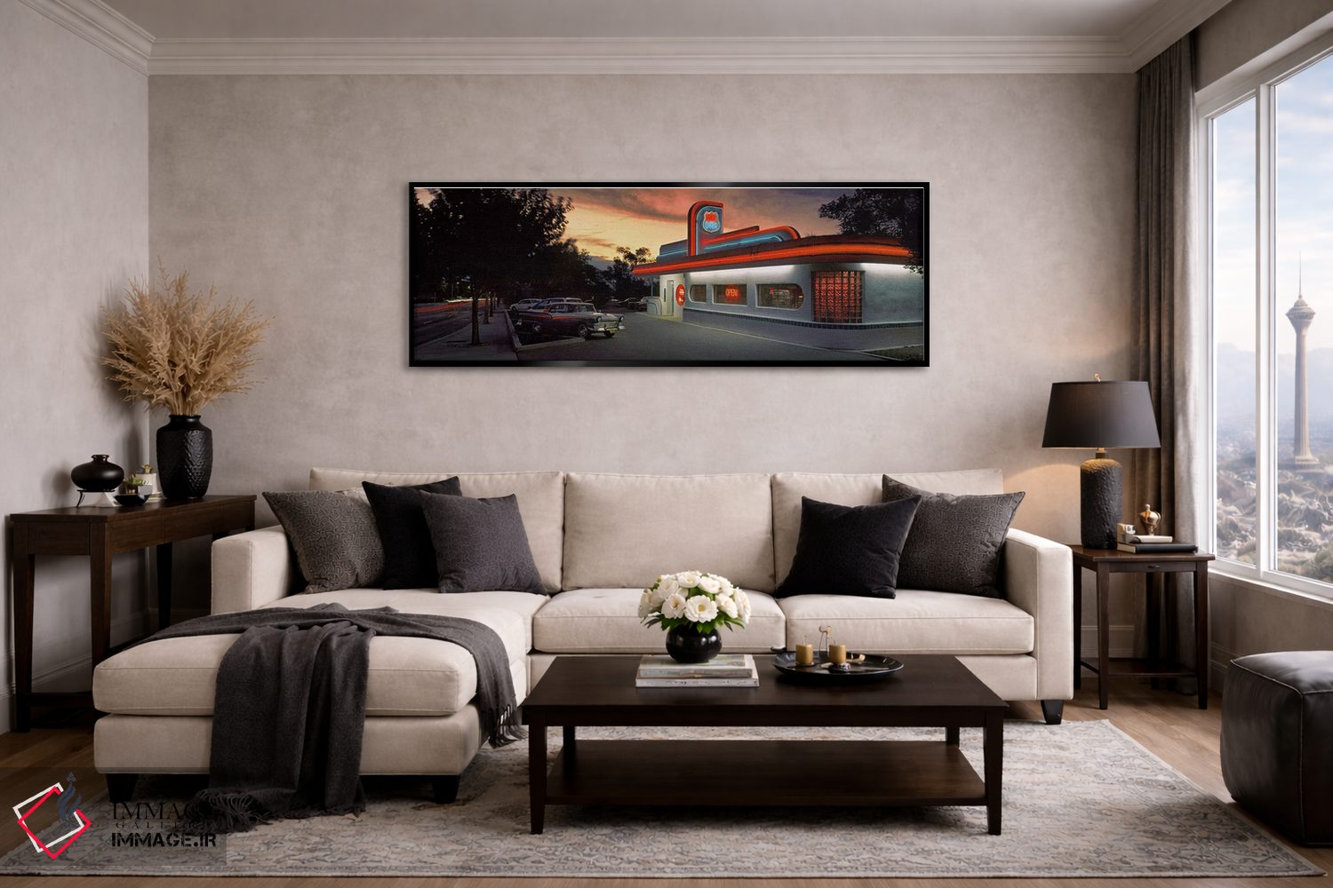 تابلو دکوراتیو Route 66, Albuquerque, New Mexico, USA,ماشین های پارک ش… اثر پانورامیک ایمجز - D5B