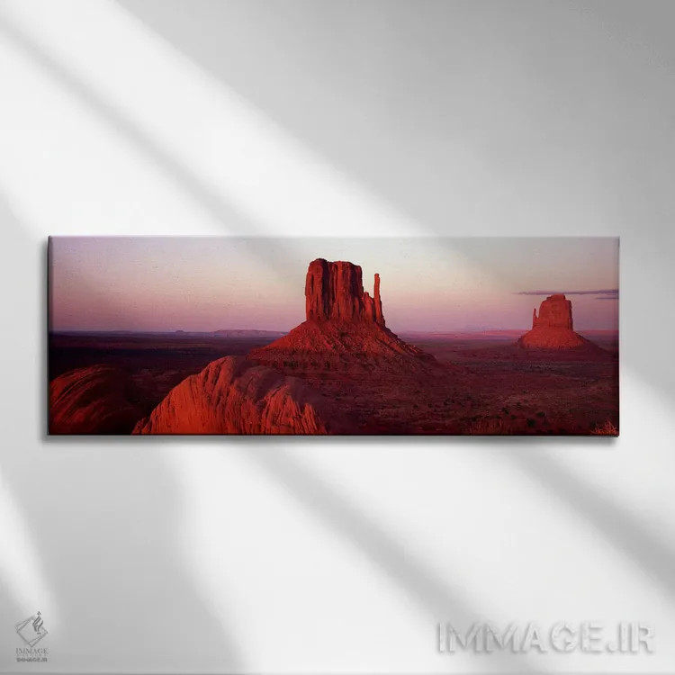 تابلو دکوراتیو Monument Valley, Navajo Nation,غروب سرخ بر فراز میتن ها… اثر پانورامیک ایمجز - نمای روبهرو روی دیوار