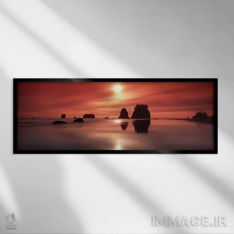 تابلو دکوراتیو Olympic National Park, Washington State, USA,سیلوئت صخر… اثر پانورامیک ایمجز - نمای قابدار مشکی