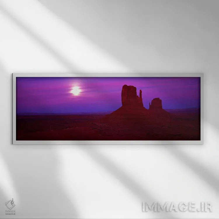 تابلو دکوراتیو Monument Valley, Utah, USA,تپه های میتن شرقی و غربی هنگ… اثر پانورامیک ایمجز - نمای قابدار سفید
