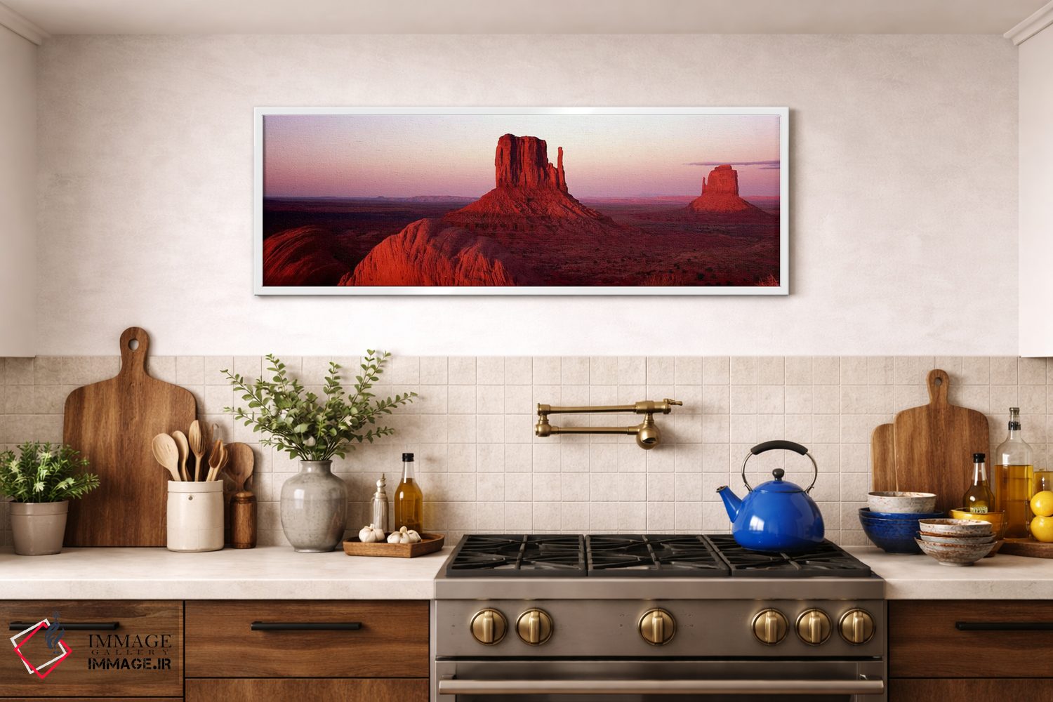 تابلو دکوراتیو Monument Valley, Navajo Nation,غروب سرخ بر فراز میتن ها… اثر پانورامیک ایمجز - D1W