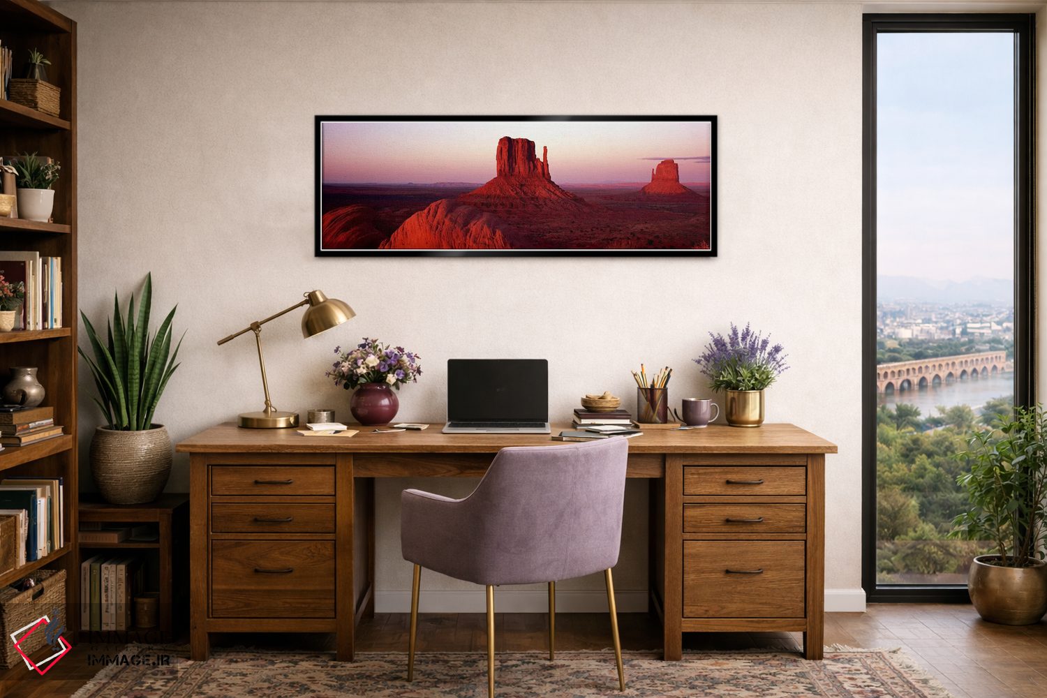 تابلو دکوراتیو Monument Valley, Navajo Nation,غروب سرخ بر فراز میتن ها… اثر پانورامیک ایمجز - D2B